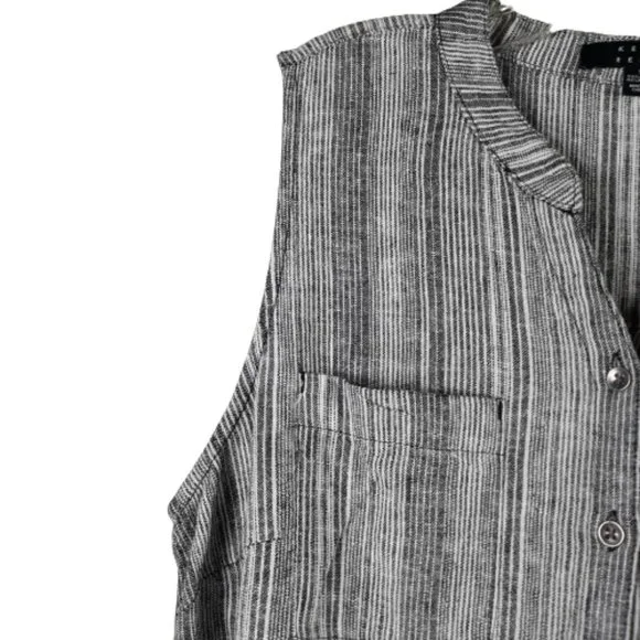 Kelly Renee Womens Linen Blend Striped Sleeveless Black/White Shorts Romper Sz S - Picture 6 of 11